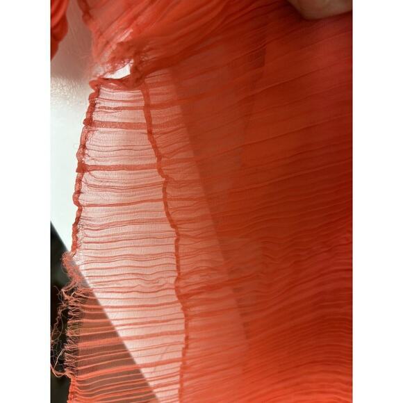 Vintage Joan Leslie By Kasper Pleated Coral Evening Gown Long Sleeve 70s Sz 2 - Picture 10 of 14